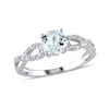 Thumbnail Image 1 of Previously Owned - 6.0mm Aquamarine and Diamond Accent Twist Shank Ring in 10K White Gold