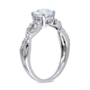 Thumbnail Image 2 of Previously Owned - 6.0mm Aquamarine and Diamond Accent Twist Shank Ring in 10K White Gold