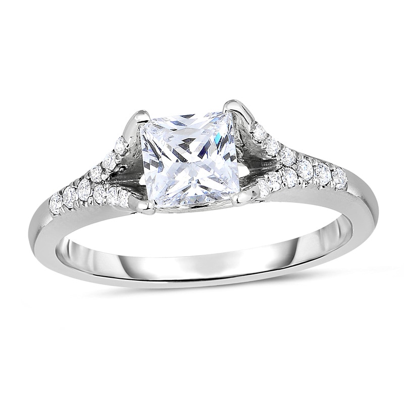 Main Image 1 of Previously Owned - 5/8 CT. T.W. Princess-Cut Diamond Split Shank Engagement Ring in 14K White Gold