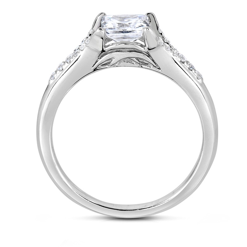 Main Image 2 of Previously Owned - 5/8 CT. T.W. Princess-Cut Diamond Split Shank Engagement Ring in 14K White Gold