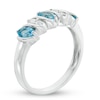 Thumbnail Image 2 of Previously Owned - Oval Blue Topaz and White Topaz Five Stone Ring in Sterling Silver