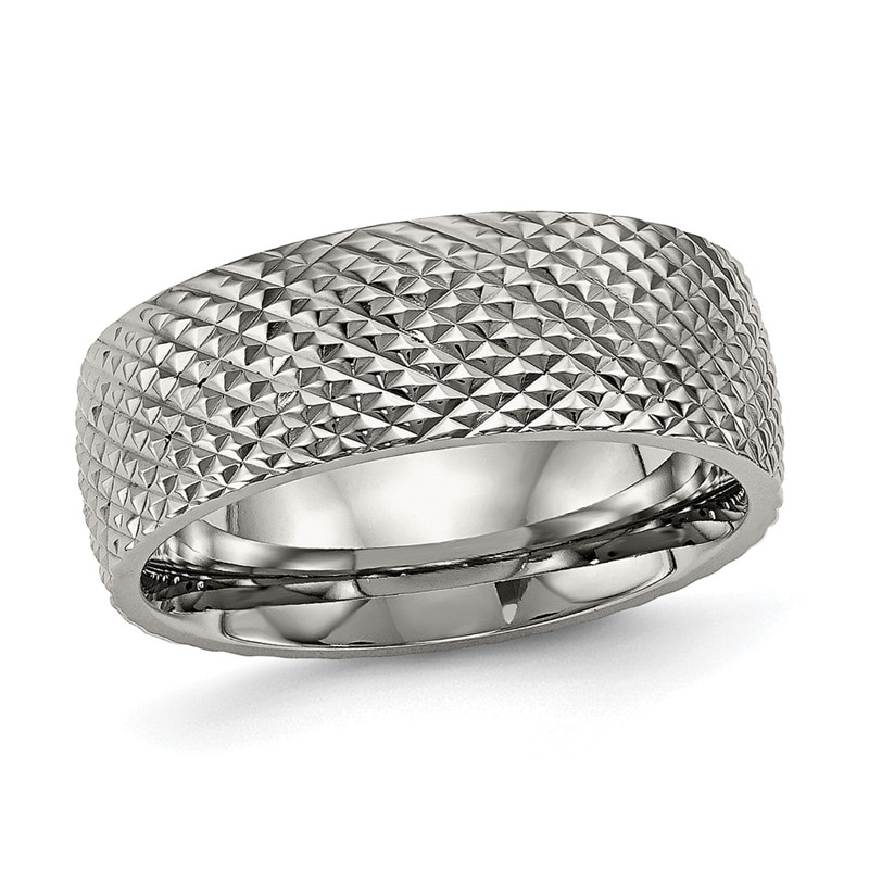 Main Image 1 of Previously Owned - 8.0mm Spiked Low Dome Wedding Band in Titanium
