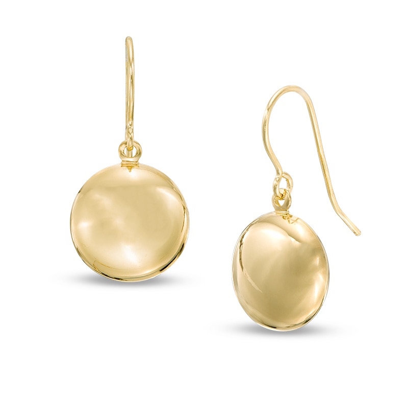 Main Image 1 of Previously Owned - Puffed Coin Drop Earrings in 14K Gold