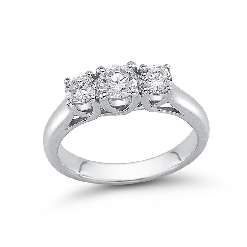Main Image 1 of Previously Owned - 1 CT. T.W. Diamond Past Present Future® Engagement Ring in 14K White Gold