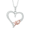 Thumbnail Image 1 of Previously Owned - 1/3 CT. T.W. Diamond "XO" Heart Pendant in Sterling Silver with 14K Rose Gold Plate