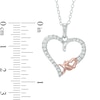Thumbnail Image 2 of Previously Owned - 1/3 CT. T.W. Diamond "XO" Heart Pendant in Sterling Silver with 14K Rose Gold Plate
