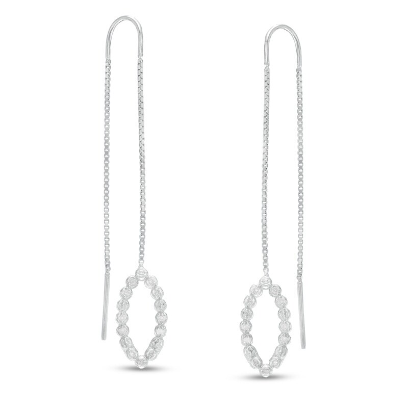 Main Image 1 of Previously Owned - 1/10 CT. T.W. Diamond Marquise Threader Earrings in Sterling Silver