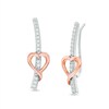 Thumbnail Image 1 of Previously Owned - 1/5 CT. T.W. Diamond Heart Crawler Earrings in Sterling Silver and 10K Rose Gold