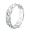 Thumbnail Image 2 of Previously Owned - Men's 6.0mm Brushed Milgrain Slant Comfort Fit Wedding Band in 14K White Gold