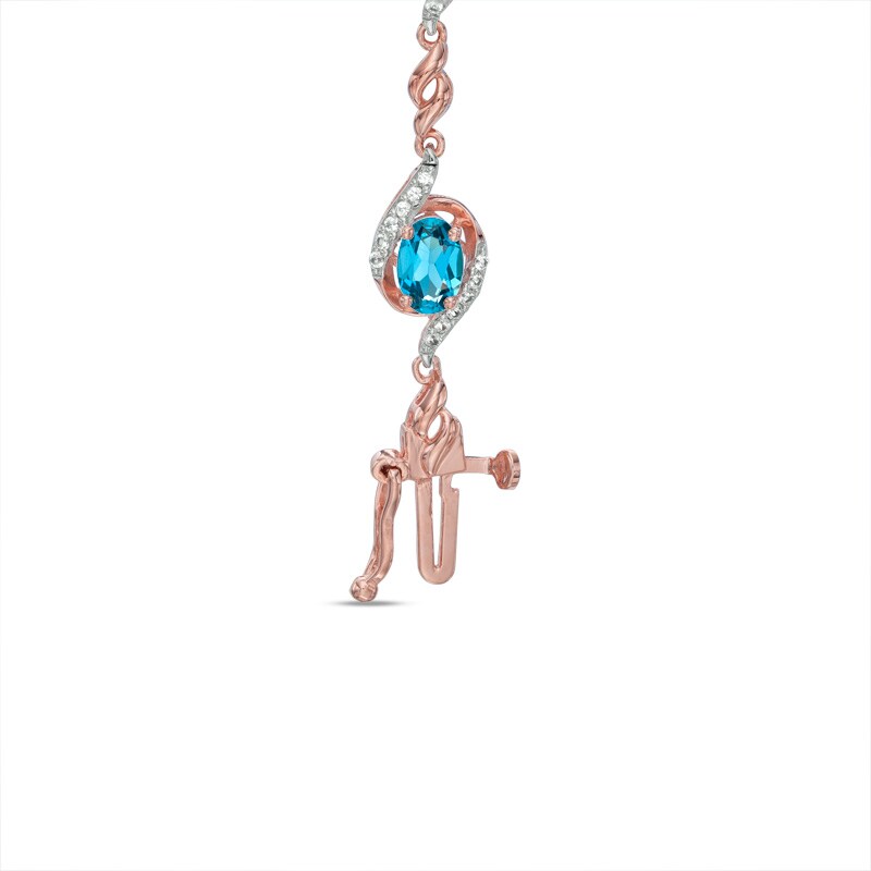 Main Image 2 of Previously Owned - London Blue Topaz and White Lab-Created Sapphire Bracelet in Sterling Silver with 14K Rose Gold Plate