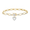 Thumbnail Image 1 of Previously Owned - Diamond Accent Oval Link with Heart Charm Bracelet in Sterling Silver with 14K Gold Plate - 7.25"