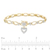 Thumbnail Image 2 of Previously Owned - Diamond Accent Oval Link with Heart Charm Bracelet in Sterling Silver with 14K Gold Plate - 7.25"