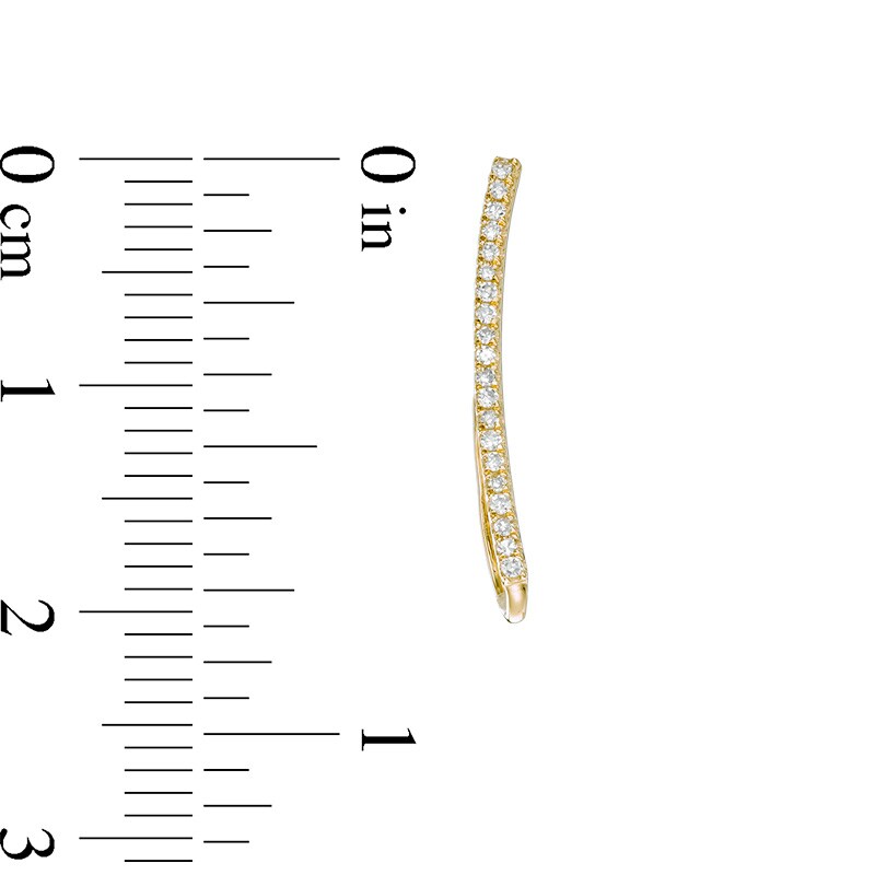 Main Image 2 of Previously Owned - 1/8 CT. T.W. Diamond Curved Bar Crawler Earrings in 10K Gold