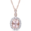 Thumbnail Image 1 of Previously Owned - Oval Morganite, White Topaz and Diamond Accent Frame Pendant in 14K Rose Gold