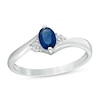 Thumbnail Image 1 of Previously Owned - Oval Blue Sapphire and Diamond Accent Bypass Ring in Sterling Silver