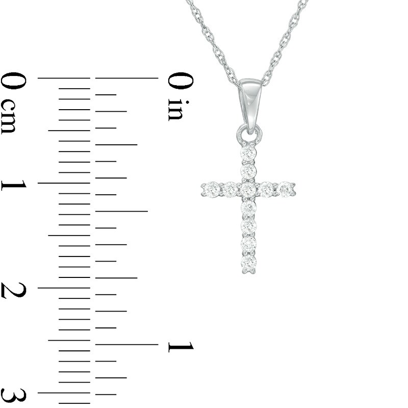 Main Image 2 of Previously Owned - 1/6 CT. T.W. Diamond Cross Pendant in 14K White Gold