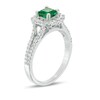 Thumbnail Image 2 of Previously Owned - Lab-Created Emerald, White Sapphire and 1/4 CT. T.W. Diamond Engagement Ring in Sterling Silver