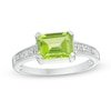 Thumbnail Image 1 of Previously Owned - Emerald-Cut Peridot and Diamond Accent Ring in Sterling Silver