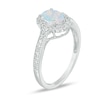 Thumbnail Image 2 of Previously Owned - Oval Lab-Created Opal and 1/8 CT. T.W. Diamond Frame Vintage-Style Ring in 10K White Gold