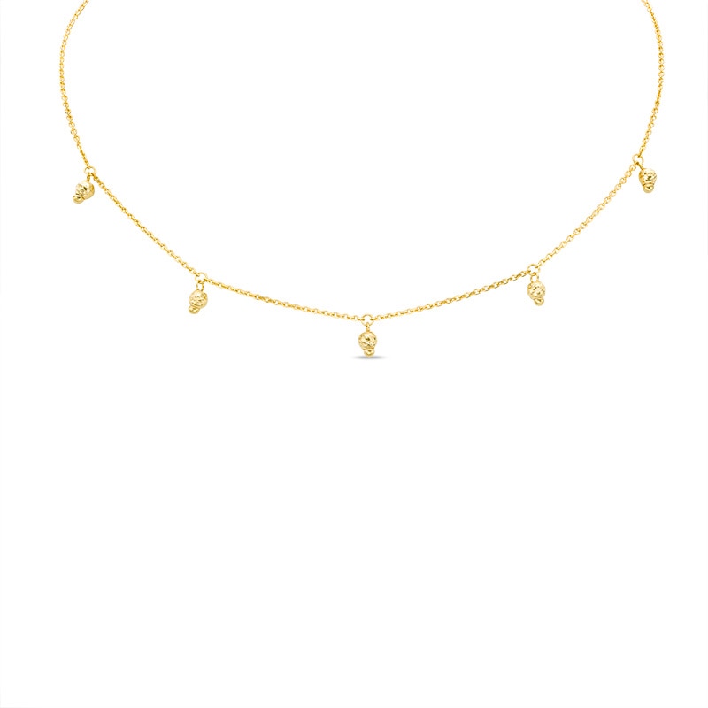 Main Image 1 of Previously Owned - Diamond-Cut Dangle Bead Station Choker Necklace in 14K Gold - 16"
