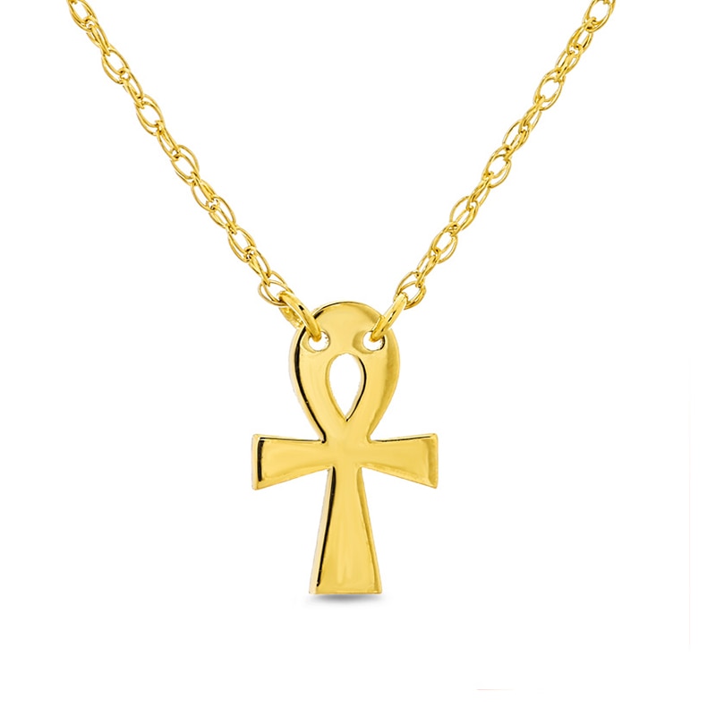 Main Image 1 of Previously Owned - Mini Ankh Cross Necklace in 14K Gold