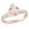 Thumbnail Image 1 of Previously Owned - Oval Morganite and 1/5 CT. T.W. Diamond Split Shank Engagement Ring in 14K Rose Gold