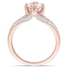 Thumbnail Image 3 of Previously Owned - Oval Morganite and 1/5 CT. T.W. Diamond Split Shank Engagement Ring in 14K Rose Gold