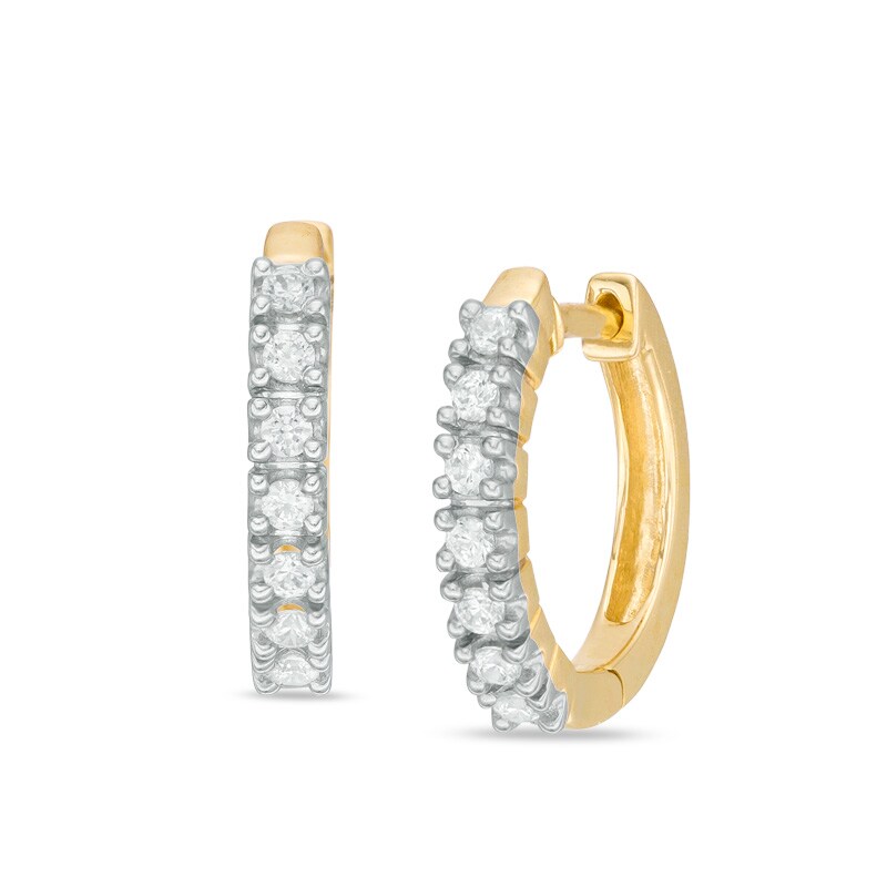 Previously Owned - 1/4 CT. T.W. Diamond Huggie Hoop Earrings in 14K Gold