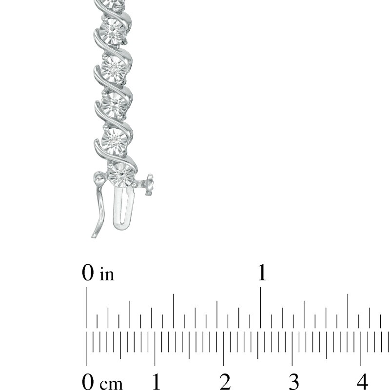 Previously Owned - 1/10 CT. T.W. Diamond "S" Tennis Bracelet in Sterling Silver - 7.25"