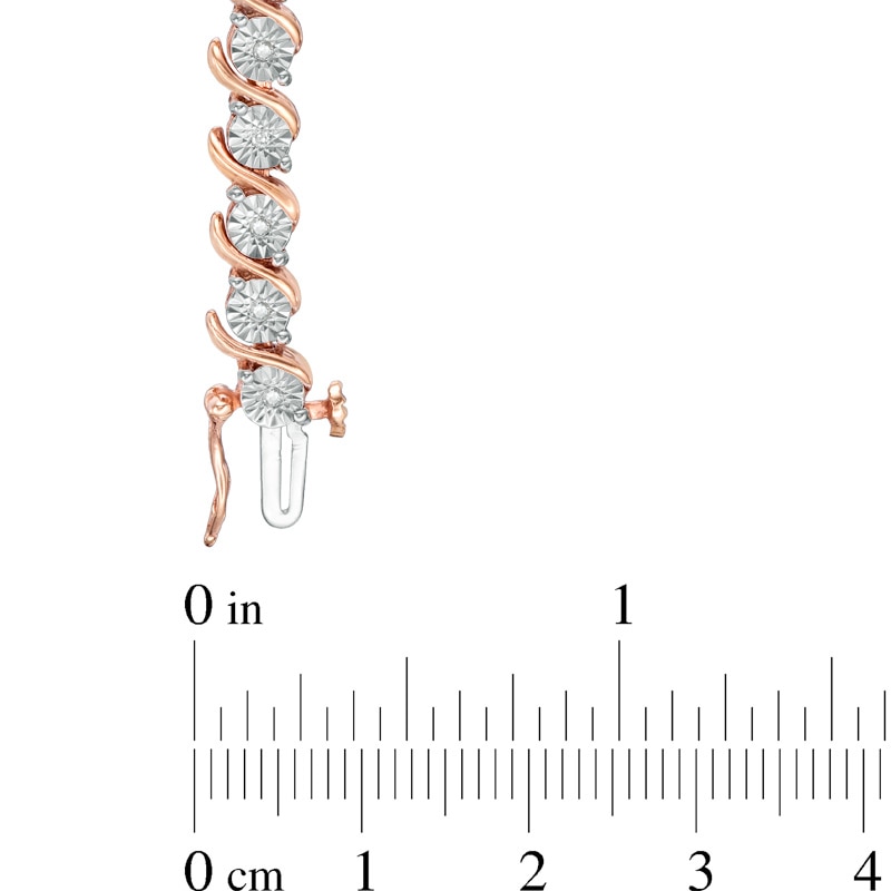 Main Image 4 of Previously Owned - 1/4 CT. T.W. Diamond "S" Tennis Bracelet in Sterling Silver with 14K Rose Gold Plate - 7.25"