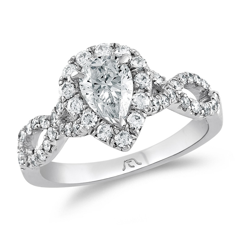 Main Image 1 of Previously Owned - 1-1/5 CT. T.W. Pear-Shaped Diamond Frame Twist Engagement Ring in Platinum