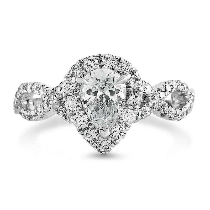 Main Image 2 of Previously Owned - 1-1/5 CT. T.W. Pear-Shaped Diamond Frame Twist Engagement Ring in Platinum