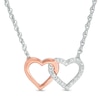 Thumbnail Image 0 of Previously Owned - Diamond Accent Interlocking Hearts Necklace in Sterling Silver and 10K Rose Gold - 17.5"