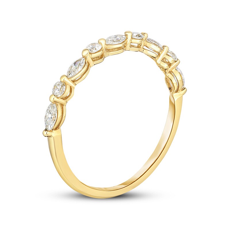 Main Image 2 of Previously Owned - 1/4 CT. T.W. Marquise and Round Diamond Alternating Stackable Band in 14K Gold