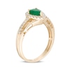 Thumbnail Image 2 of Previously Owned - Pear-Shaped Emerald and 1/5 CT. T.W. Diamond Frame Triple Row Split Shank Ring in 10K Gold