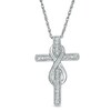 Thumbnail Image 0 of Previously Owned - 1/10 CT. T.W. Diamond Infinity Cross Pendant in Sterling Silver