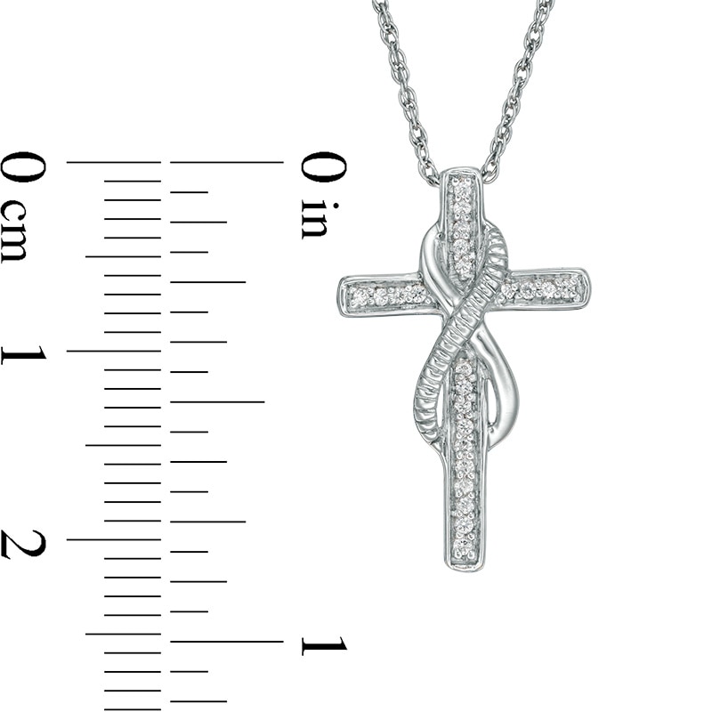Previously Owned - 1/10 CT. T.W. Diamond Infinity Cross Pendant in Sterling Silver
