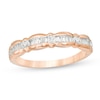 Thumbnail Image 1 of Previously Owned - 1/3 CT. T.W. Baguette and Round Diamond Scallop Wedding Band in 10K Rose Gold