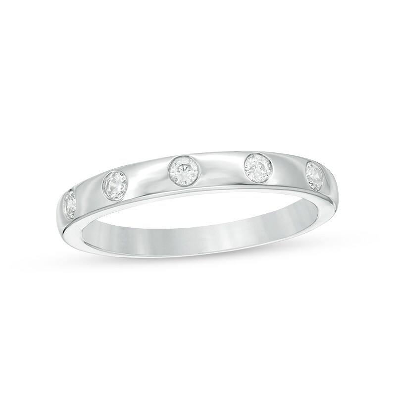 Main Image 1 of Previously Owned - 1/6 CT. T.W. Diamond Five Stone Stackable Band in 10K White Gold