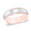 Thumbnail Image 1 of Previously Owned - Men's 6.5mm Comfort-Fit Brushed center Milgrain-Edge Wedding Band in 14K Two-Tone Gold