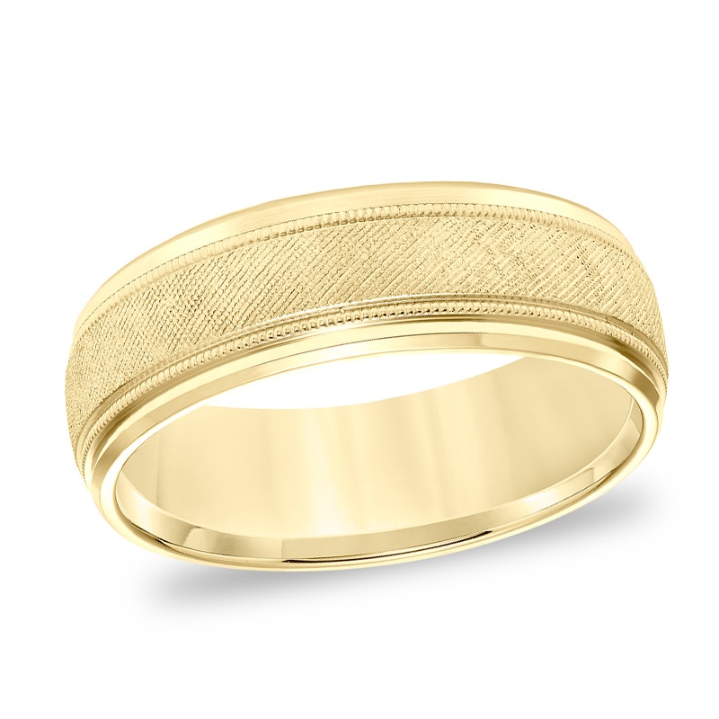 Main Image 1 of Previously Owned - 7.0mm Comfort-Fit Florentine Milgrain Wedding Band in 14K Gold