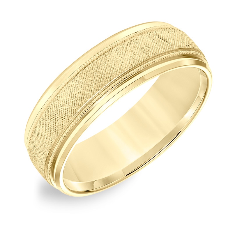 Main Image 2 of Previously Owned - 7.0mm Comfort-Fit Florentine Milgrain Wedding Band in 14K Gold