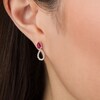 Thumbnail Image 2 of Previously Owned - Pear-Shaped Lab-Created Ruby and White Sapphire Convertible Front/Back Earrings in Sterling Silver