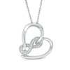 Thumbnail Image 1 of Previously Owned - 1/20 CT. T.W. Diamond Infinity Wrapped Tilted Heart Pendant in Sterling Silver
