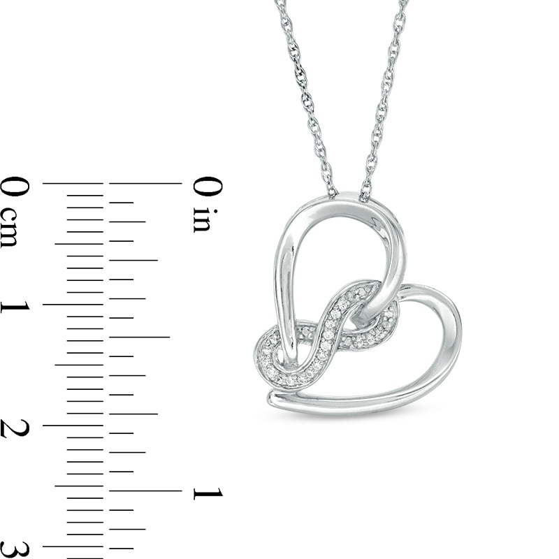 Main Image 2 of Previously Owned - 1/20 CT. T.W. Diamond Infinity Wrapped Tilted Heart Pendant in Sterling Silver