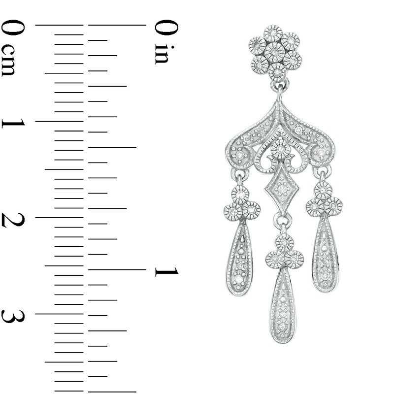 Main Image 3 of Previously Owned - 1/5 CT. T.W. Diamond Vintage-Style Chandelier Drop Earrings in Sterling Silver