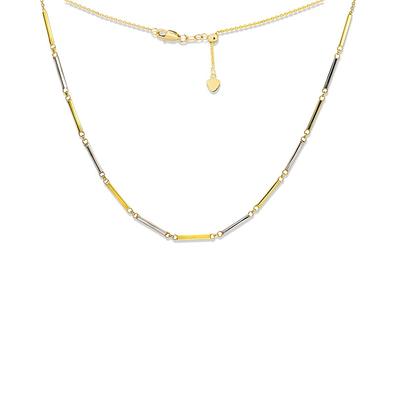 Main Image 1 of Previously Owned - Alternating Bar Choker Necklace in 14K Two-Tone Gold - 16"