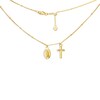 Thumbnail Image 1 of Previously Owned - Virgin Mary and Cross Dangle Charm Bead Choker Necklace in 14K Gold - 16"