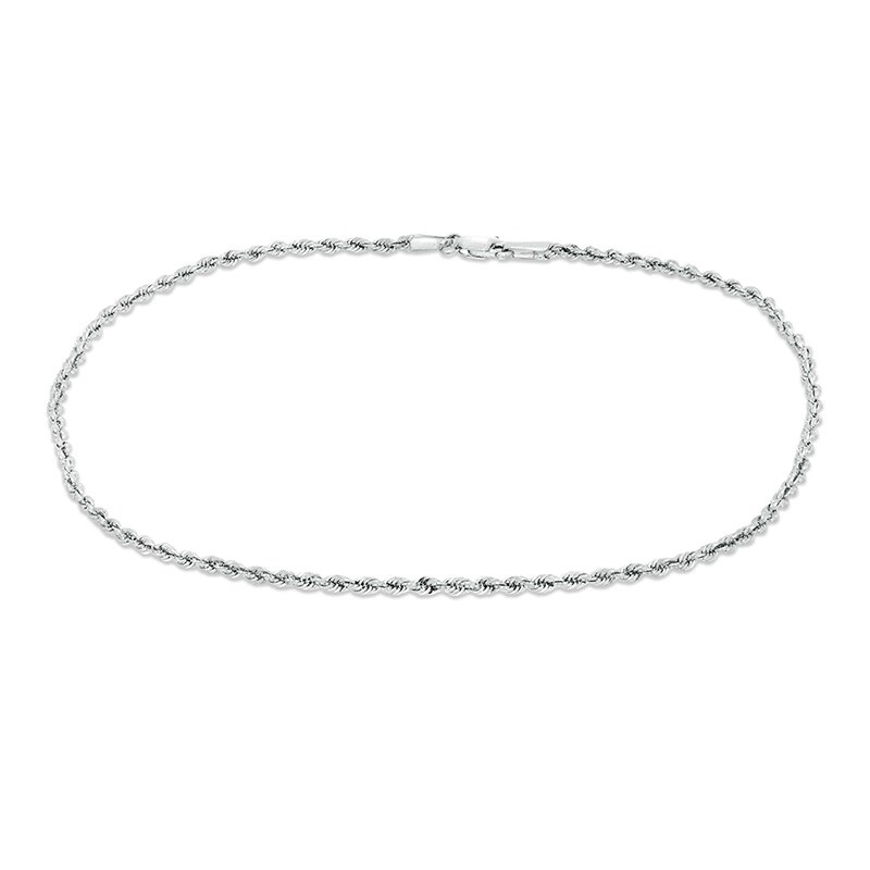 Main Image 1 of Previously Owned - Rope Chain Anklet in 14K White Gold - 10"