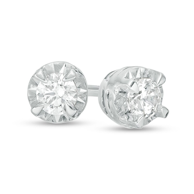 Main Image 1 of Previously Owned - 1/6 CT. T.W. Diamond Solitaire Stud Earrings in Sterling Silver
